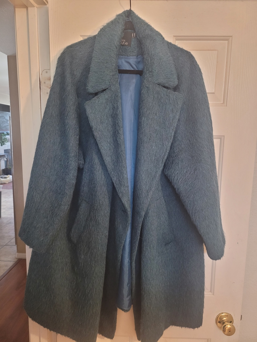 ASOS Curve Teal Faux Fur Teddy Coat